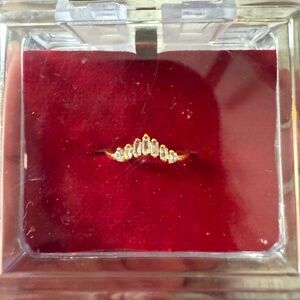 Yellow Gold Plated Curved Moissanite Baguette Band: Size 5